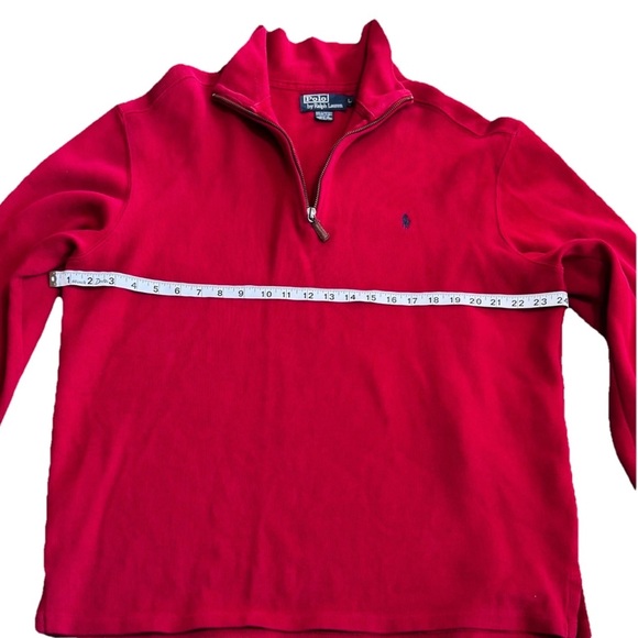Polo Ralph Lauren Men's 1/4 Zip Mock Neck Sweater Red Size L USA Made Vintage - Picture 2 of 7
